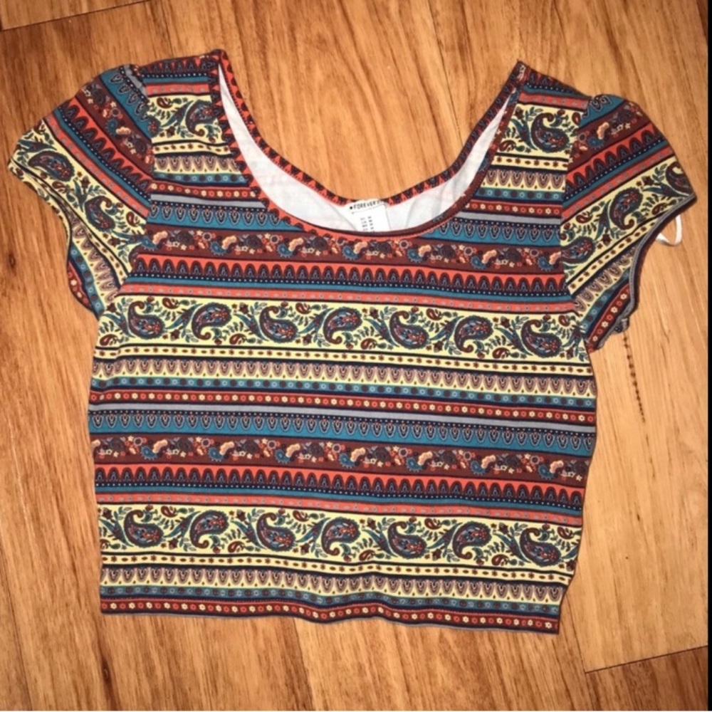 Cute Tribal crop short sleeve stretchy